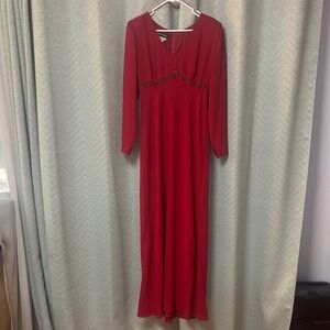 Donna Morgan Red Long Sleeve Dress